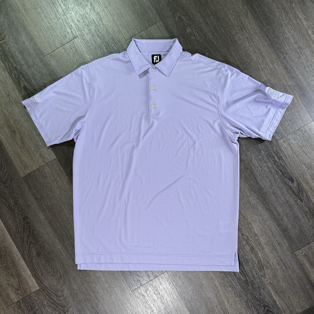 Footjoy Geometric Short Sleeve Performance Golf Polo Shirt (Men's Medium) Purple
